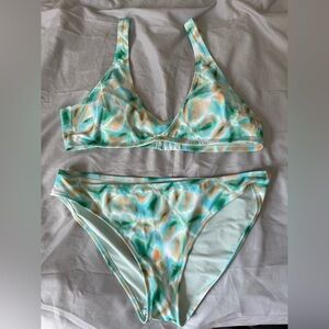 Stylish Green and Orange Women's Bikini Set